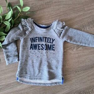 Girls Toddler Cat & Jack Gray Long Sleeve Shirt Graphics Ruffle Size 3T